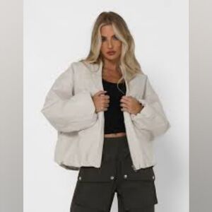 By Dyln Atticus Oversized Puffer Coat Faux Leather Bomber Jacket, Size M